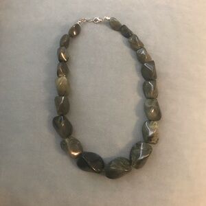 Olive Green Faux Stone Bead Chunky Necklace - Women Jewelry